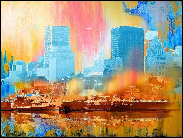 IRIDESCENT-RIVER-CITY-IV avec encre d’archivage sur cadre sur papier Hahnemühle SKU32967LE4f