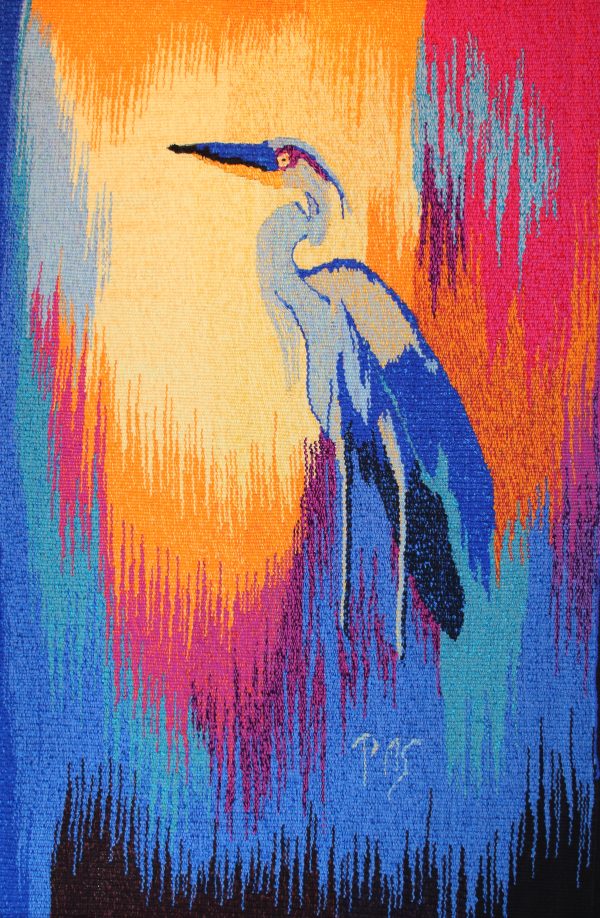 Paulette-M-Sauve_BLUE-HERON-hand-woven-tapestry