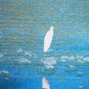 EGRET-ON-POND-needs-stretcher-tapestry-cotton-rayon-yarns_